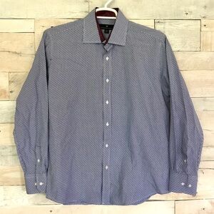 Bristol & Bull Blue White Long Sleeve Button Dress Shirt Large